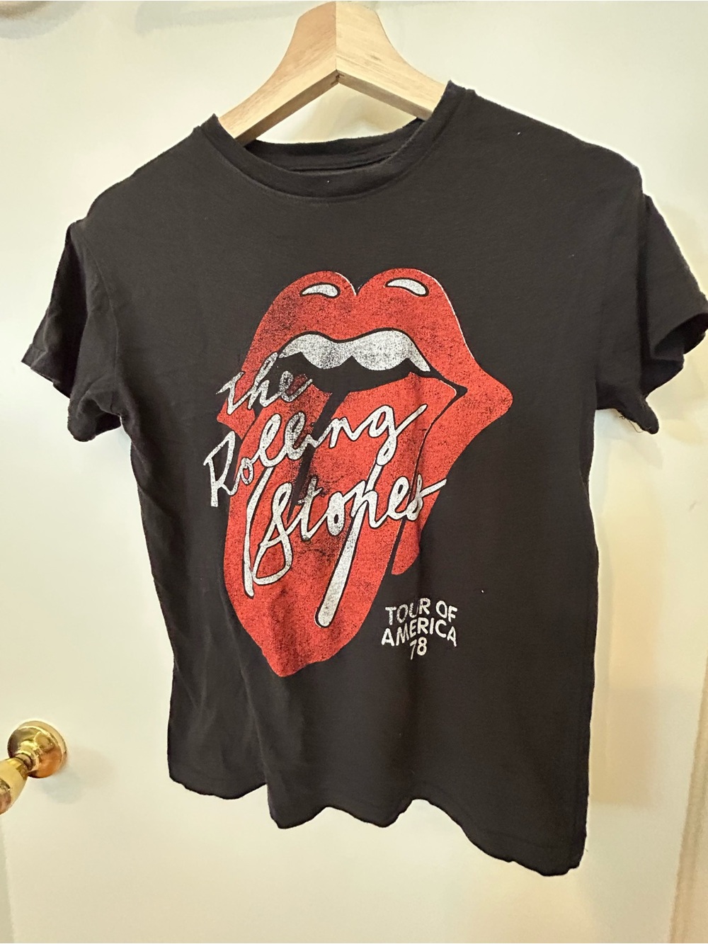 Rolling Stones Black Tee with Red Tongue Graphic